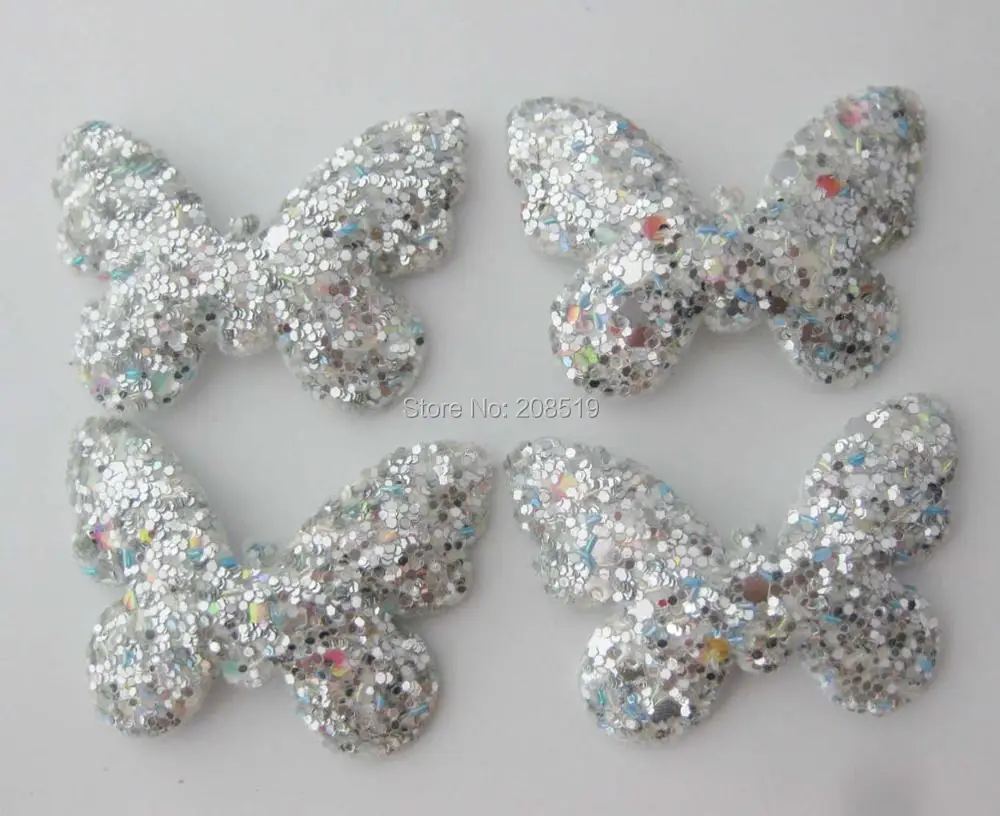 

PANVLE Padded shining glitter butterfly appliques 120pcs Hairclips ornament DIY Clothes sewing accessories