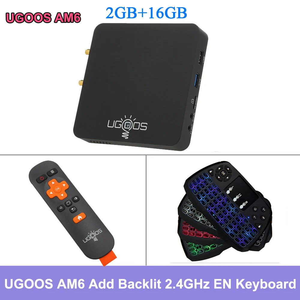 2G Add EN-Keyboard ТВ-бокс UGOOS AM3/AM6 Android 9,0 2 GB/16 GB 2,4G& 5G WiFi телеприставка Amlogic S922X 1000M LAN BT 5,0 4K HD Smart медиаплеер - Цвет: 2G Add EN-Keyboard