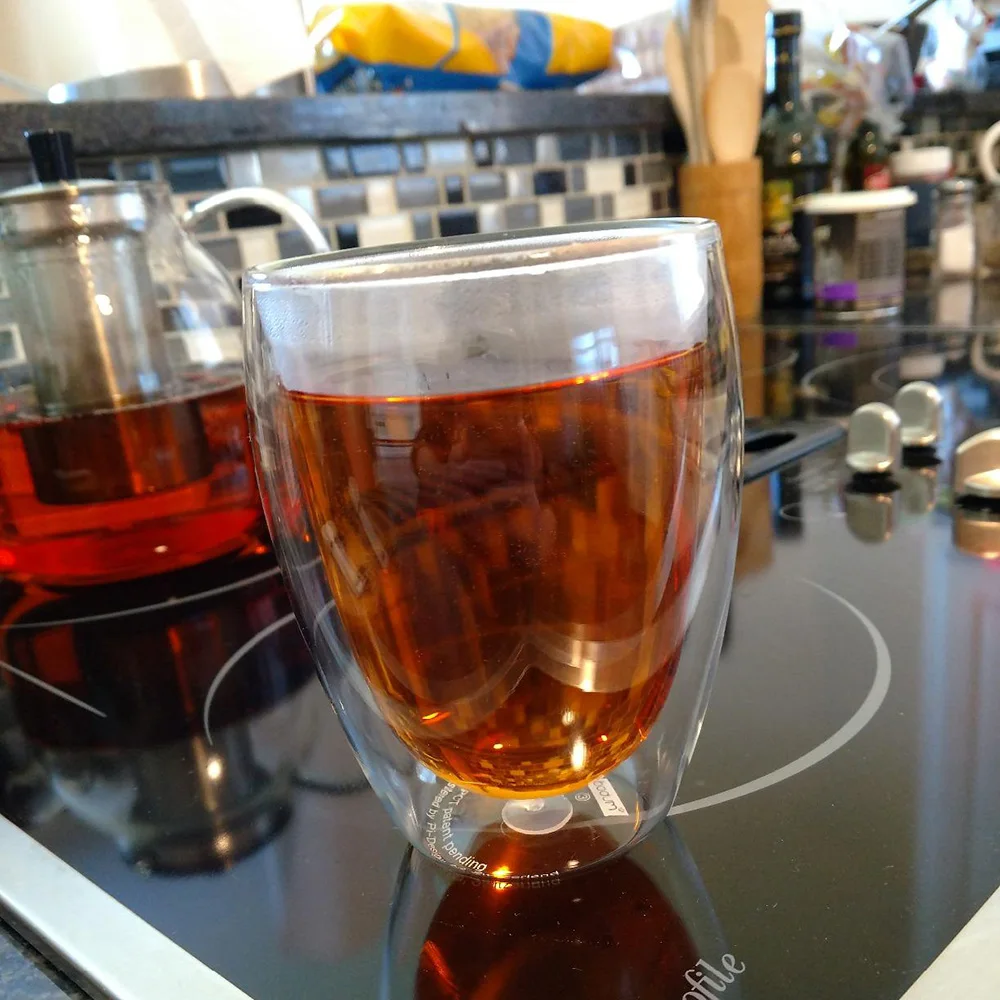 Короткая стеклянная термостойкая кружка с двойными стенками прозрачные чайные