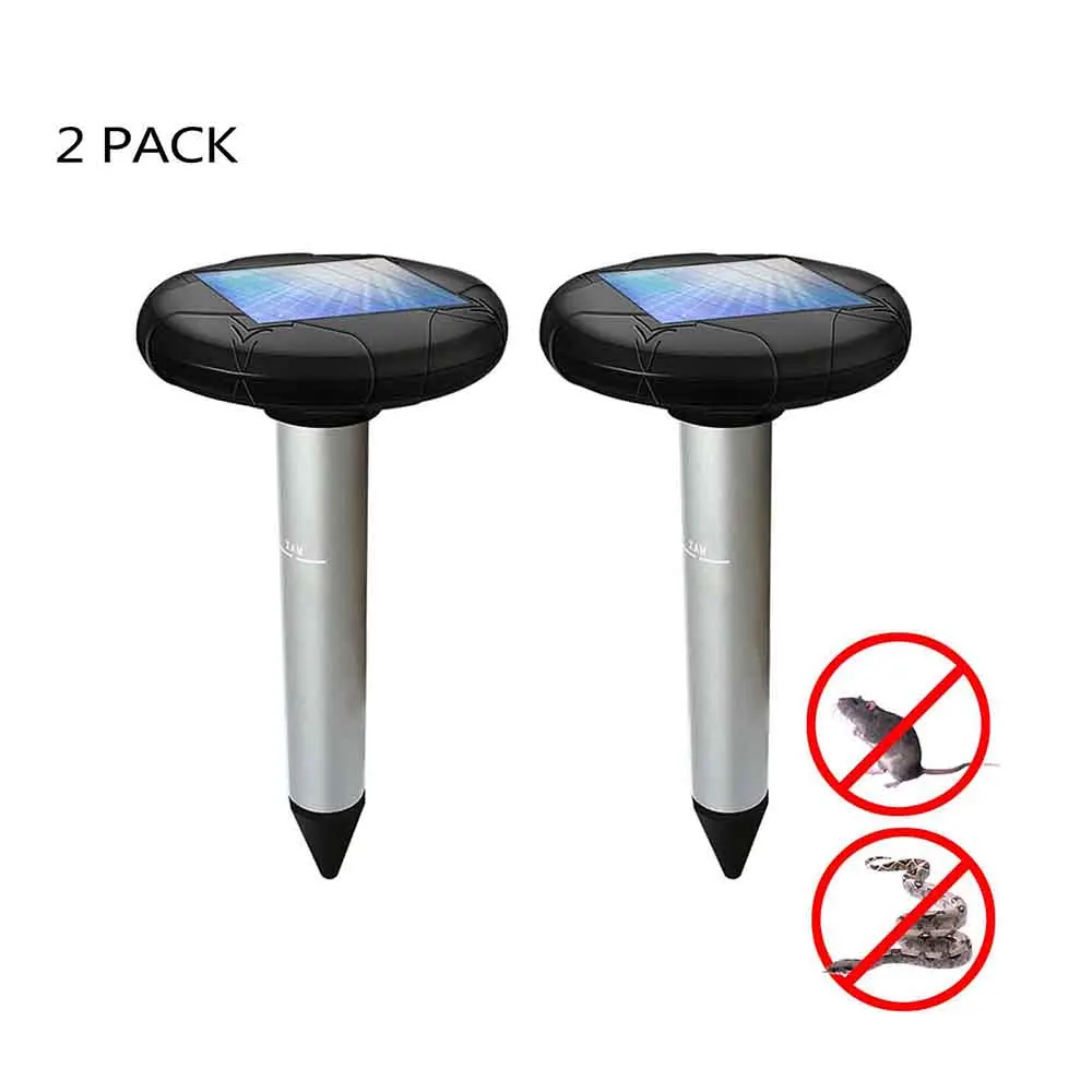 

2 Pcs New Solar Repeller mouse killer Ultrasonic Repellent Snake Outdoor Vibration Deworming