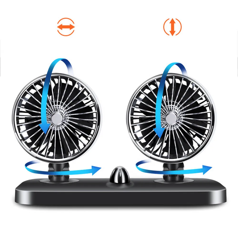 Универсальный автомобильный вентилятор 12 В/24 В с двойной головкой Мощный