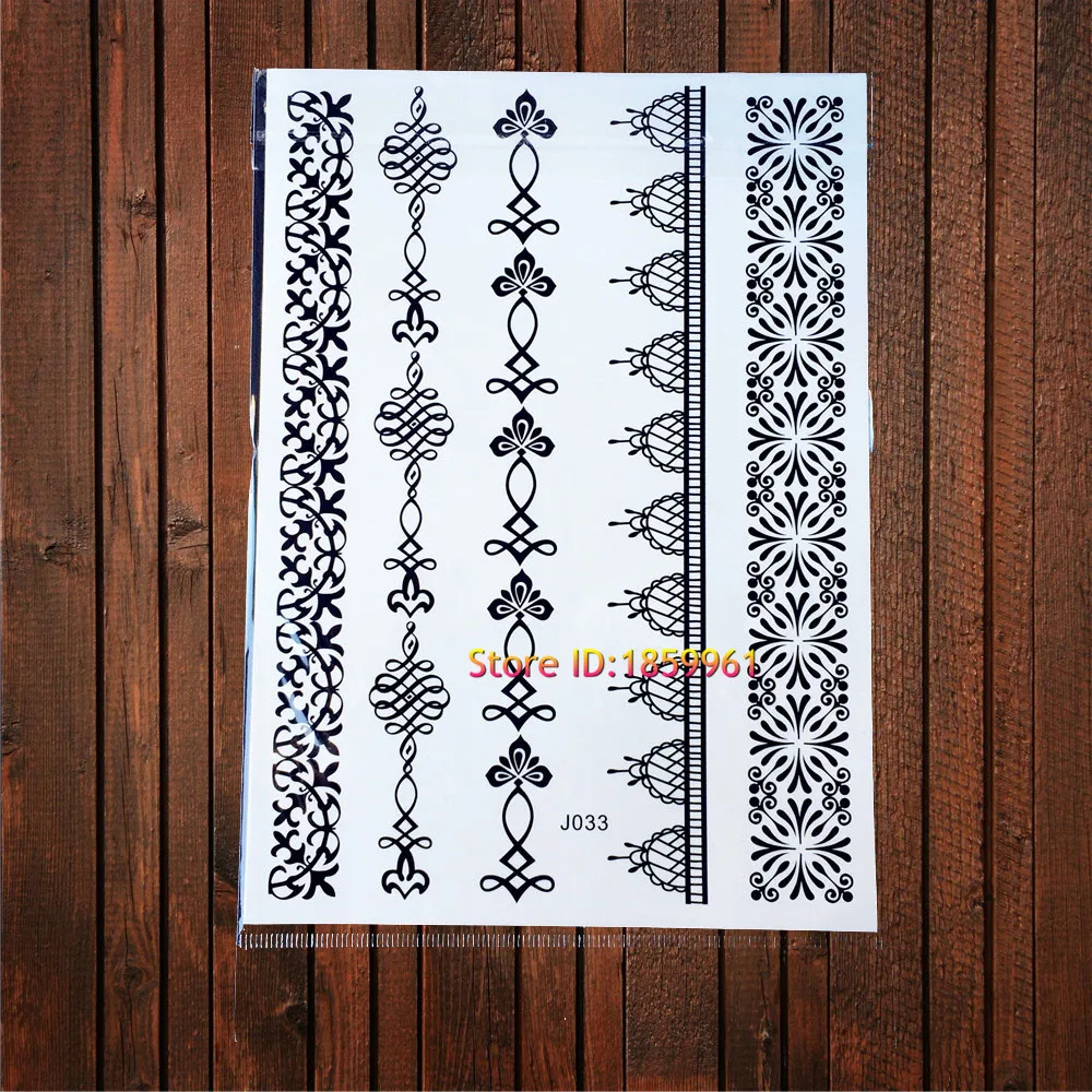 Черная хна бабочка водостойкая поддельная татуировка наклейки Женские