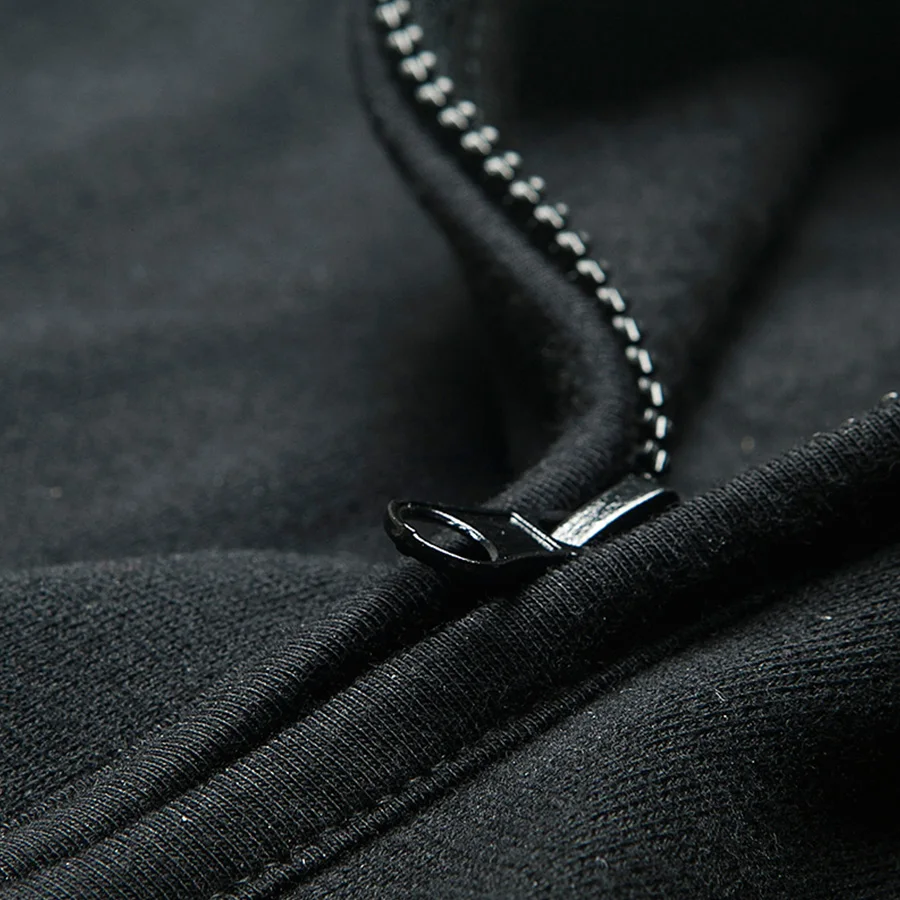 

Men's Cotton Loose Hooded Sweatshirts Solid Color Casual Zipper Clothes Spring Autumn Black Plus Size 2XL-8XL A48