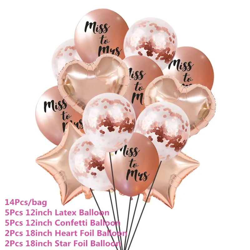 Chicinlife Rosegold Miss To Mrs латексный шар девичник вечерние свадебные украшения свадебный душ обручение воздушный шар "Конфетти" - Цвет: D