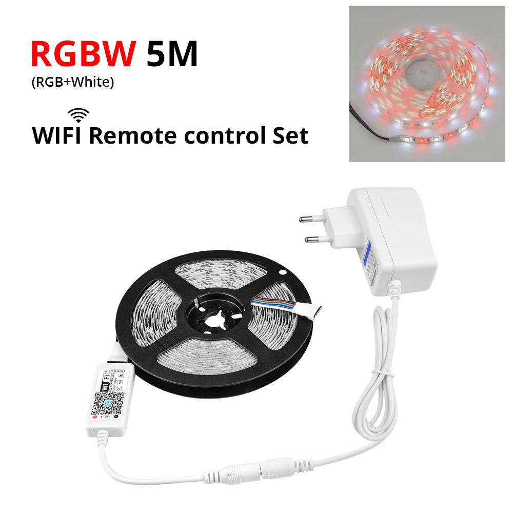 RGBW Водонепроницаемый 5 м RGB RGBW RGBWW wifi светодиодный светильник 5050 RGB лента диод Гибкая лампа wifi контроллер DC12V адаптер Комплект - Испускаемый цвет: RGBW