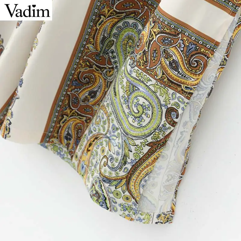 Vadim/Винтажные широкие брюки с принтом Пейсли эластичные бантом и поясом на молнии