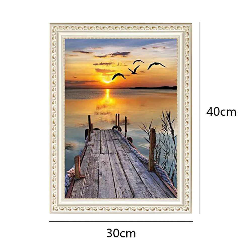 Мозаика ручной работы 5D мост на закате реалистичный ремесленный круглый дрель