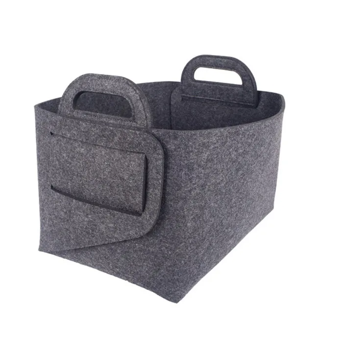Dark grey Складная войлочная корзина для хранения одежды, отделочная коробка для детской одежды, корзины для белья, настольные корзины для хранения мелочей, детские игрушки, Органайзер - Цвет: Dark grey