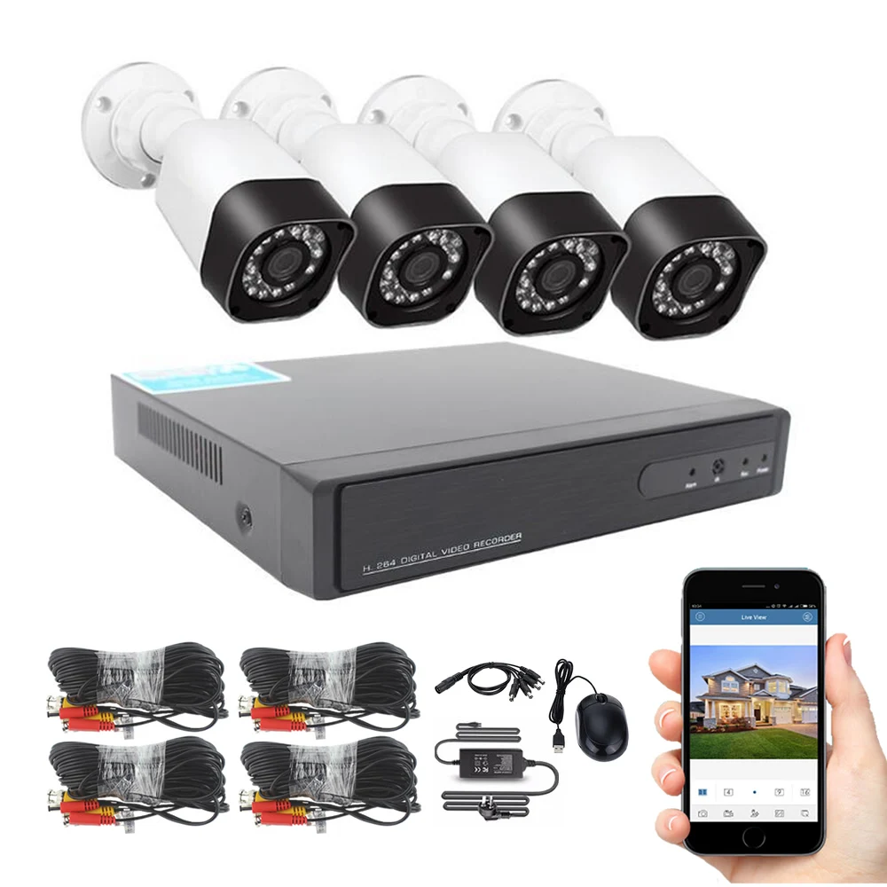 4ch DVR комплект CCTV камера системы открытый AHD 1080 P 720 ИК светодио дный ночное видение