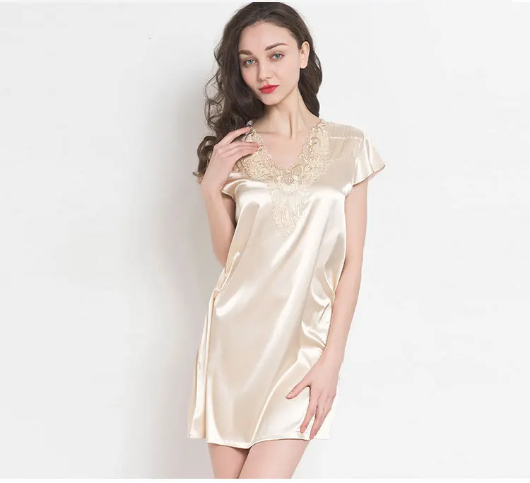 Сексуальное платье с глубоким v образным вырезом летняя Модная шелковая ночная