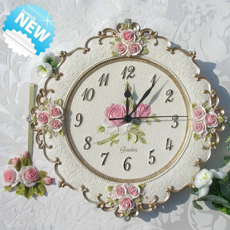 2017 настенные часы Meijswxj Saat в виде роз обои из смолы|rose clock|wall clockresin clock |