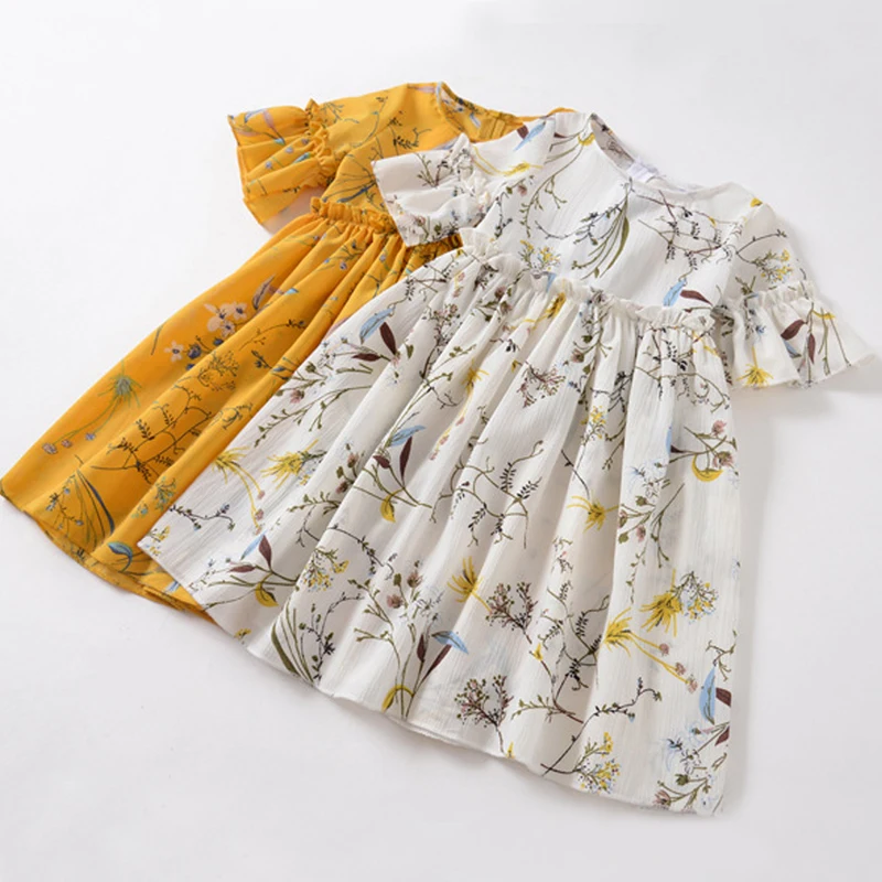 little girls floral dress teenage clothing dresses summer 2020 baby girl clothes kids print size 3456 7 8 9 10 years | Детская одежда и