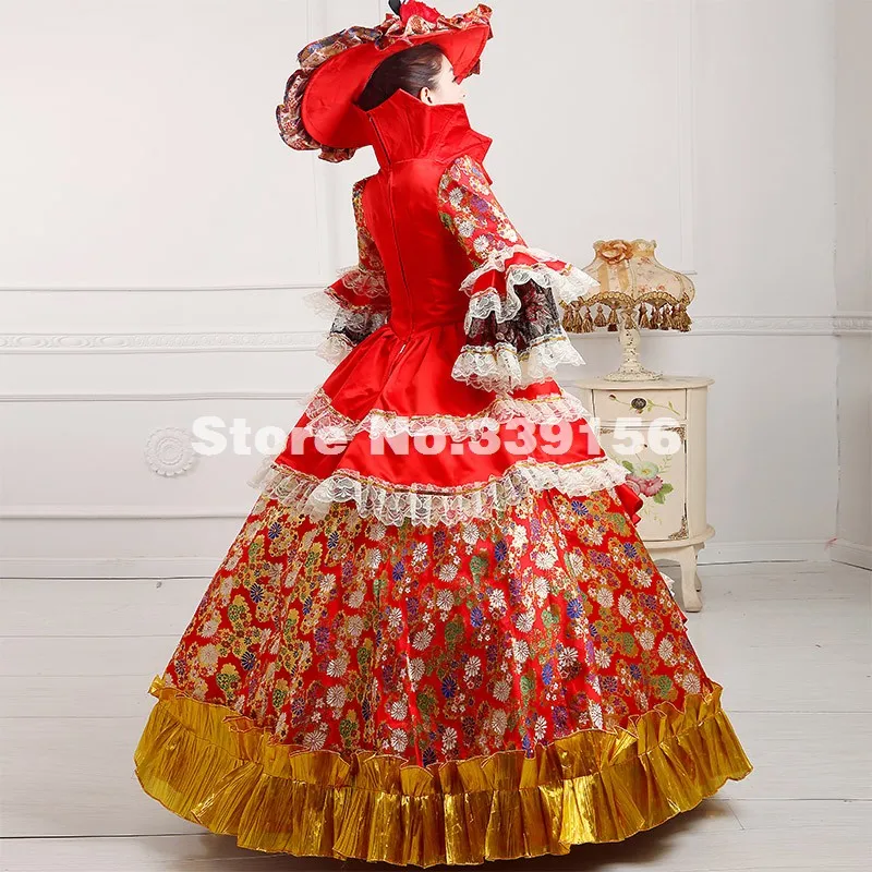 Новое поступление красный 18th века костюм в стиле Ренессанс Мария Антуанетта Southern
