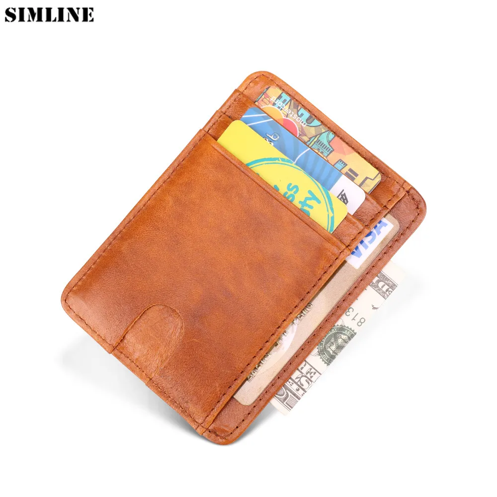 Держатель для карт из натуральной кожи мужчин и женщин винтажный деловой