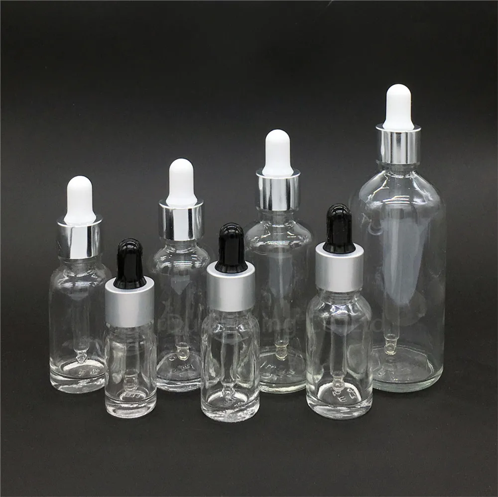 

500pcs 5ml/10ml/15ml/20ml/30ML/50ml/100ml Reagent Eye Dropper transparent Glass Aromatherapy Liquid Pipette Bottles Refillable