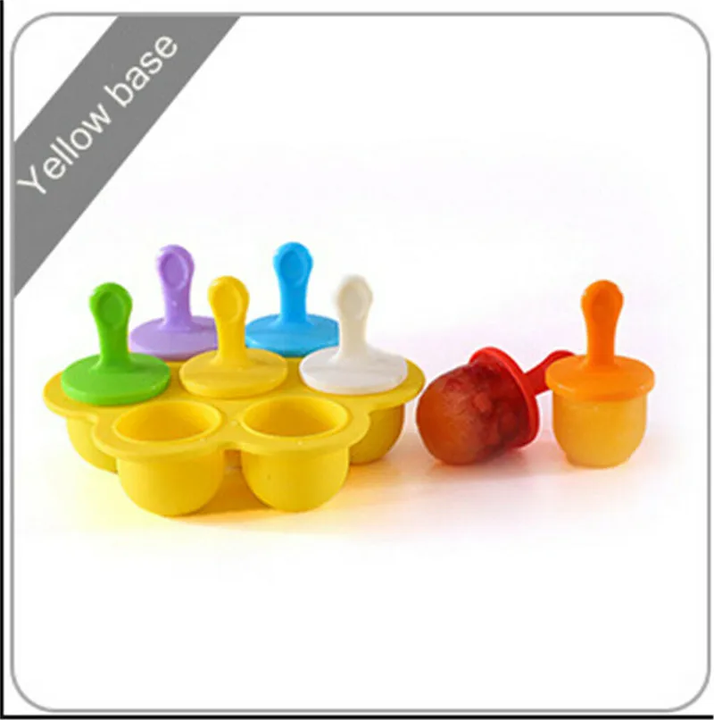 Yellow Brand New 7 Packs Ice Pop Popsicle Mold Maker Summer Ice Cream Makers Frozen Dessert Treats DIY Moulds - Color: Yellow