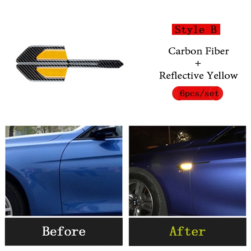 Style B Yellow Atreus переднее крыло автомобиля из углеродного волокна Светоотражающая наклейка для Volkswagen VW Polo Passat B6 B7 B8 Golf 5 6 7 Tiguan Bora - Название цвета: Style B Yellow