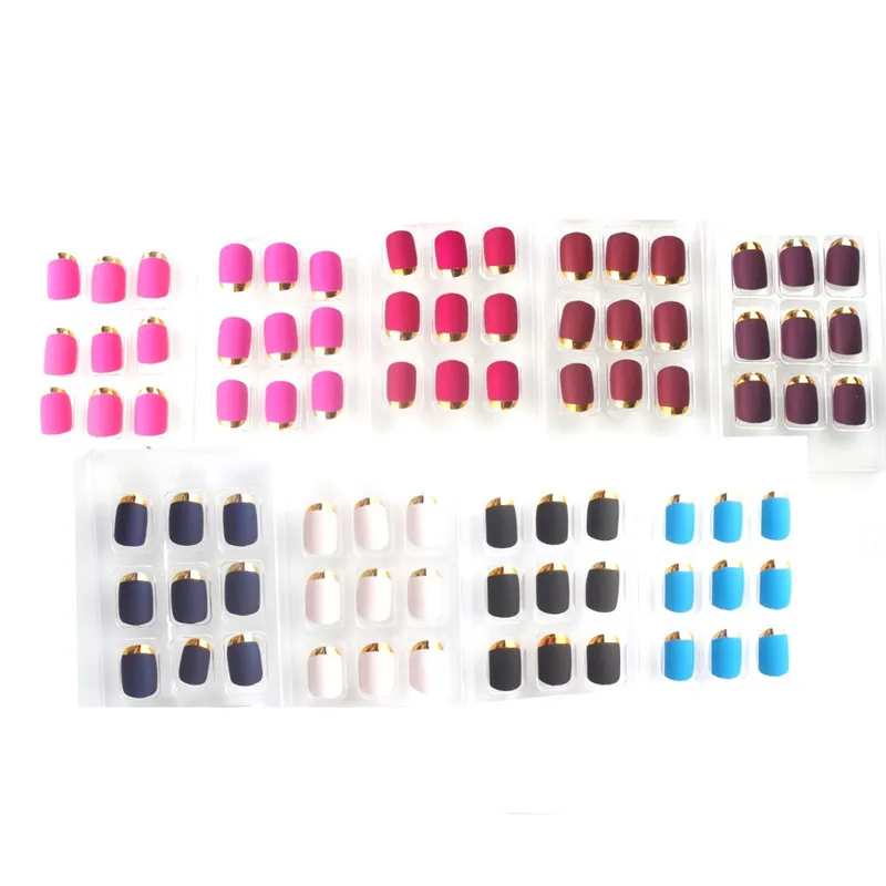 24 шт./корт. Высококачественный матовый металлический Маникюр Французский