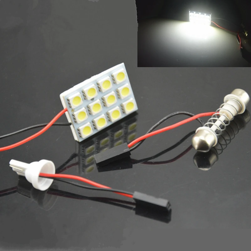 

12 SMD White,Amber Panel led car T10 BA9S Festoon Dome Interior Lamp w5w c5w t4w bulbs Car Light Source parking Universal