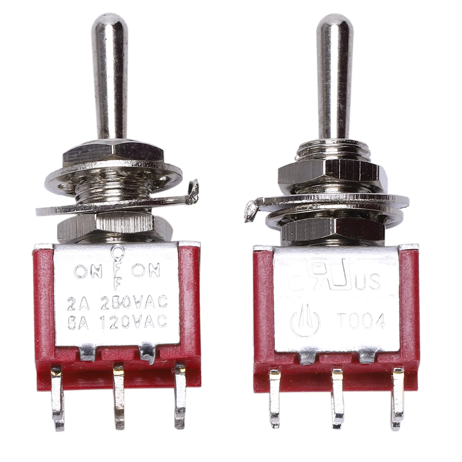 FLGT-3 AC125V 6A мини электрический селектор никелевый тумблер Dpdt ВКЛ-ВЫКЛ. красный