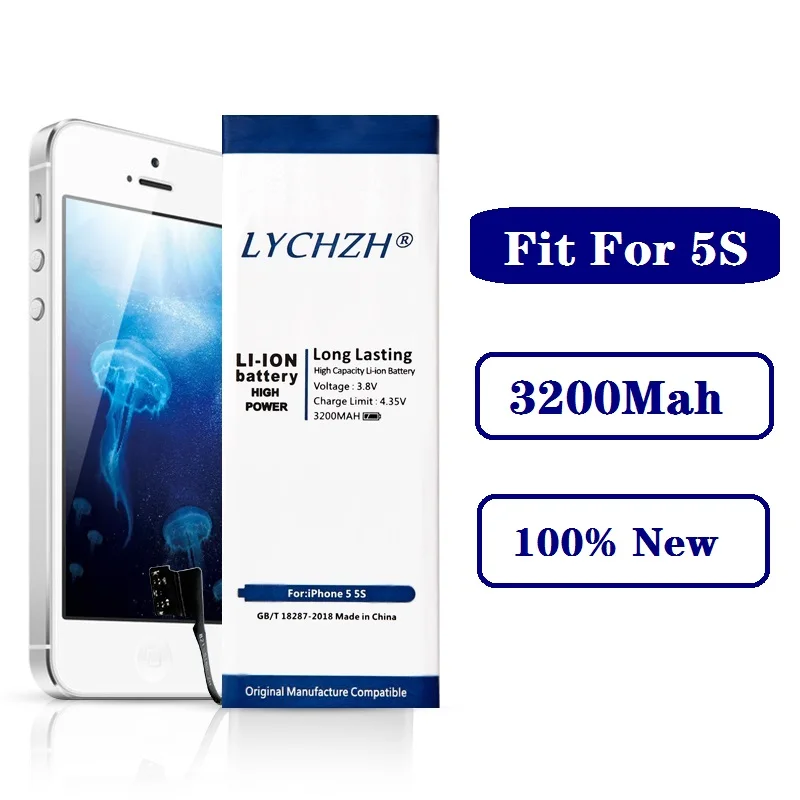 For iPhone 5S 5C Аккумулятор для телефона для iPhone 6S 6 5 5S 7 сменный аккумулятор 0 цикл батареи для iPhone 6S бесплатный инструмент наклейка чехол - Color: For iPhone 5S 5C
