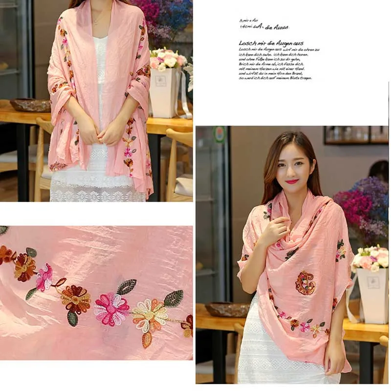 C Этническая Стиль Очаровательная шарфы с вышивкой в традиционном китайском