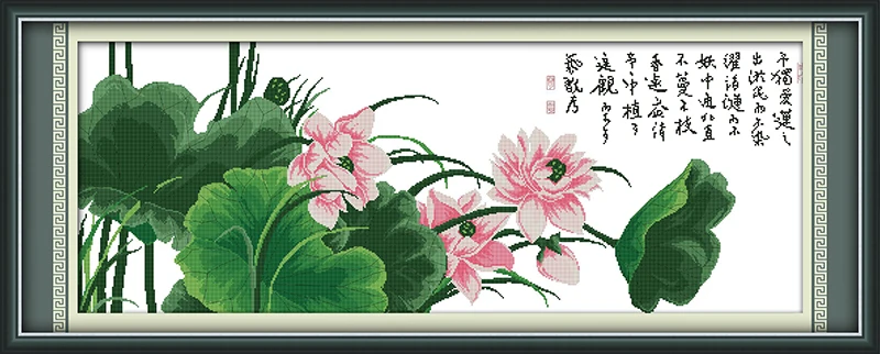 Набор для вышивки крестом Pretty lotus крестиком из холста с цветочным принтом 18/14/11