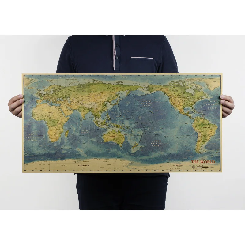 Карта мира с Стиль/Винтаж крафт Бумага наклейки на стену Бар Ретро плакат