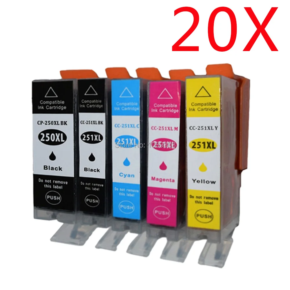 

20Pk PGI250XL CLI251XL Ink Cartridge Compatiblefor canon MG6320 MG7120 MG7520 IP8720 refillable ink cartridge with ARC chip