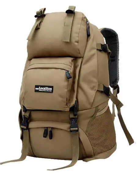 Khaki 45L водонепроницаемый износостойкий походный рюкзак из полимерной сетки, дышащие рюкзаки для кемпинга, походные спортивные сумки - Цвет: Khaki