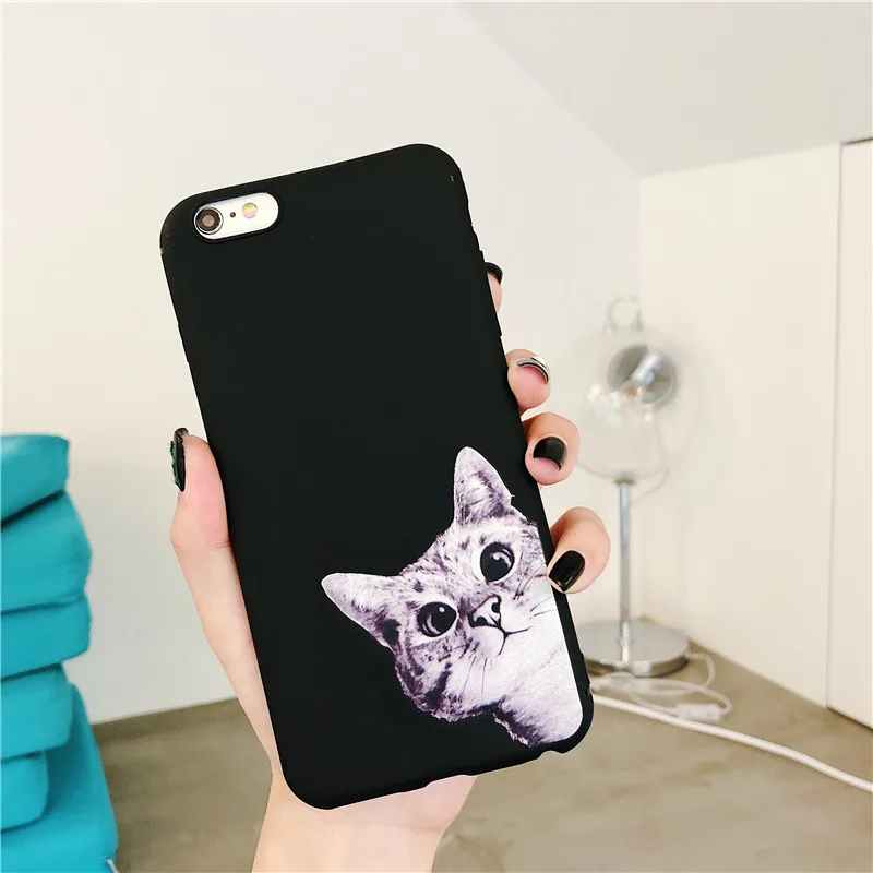 Милый чехол для телефона с мультяшным животным котом iPhone 7 X 6/6S/7/8 Plus XR XS MAX Забавный