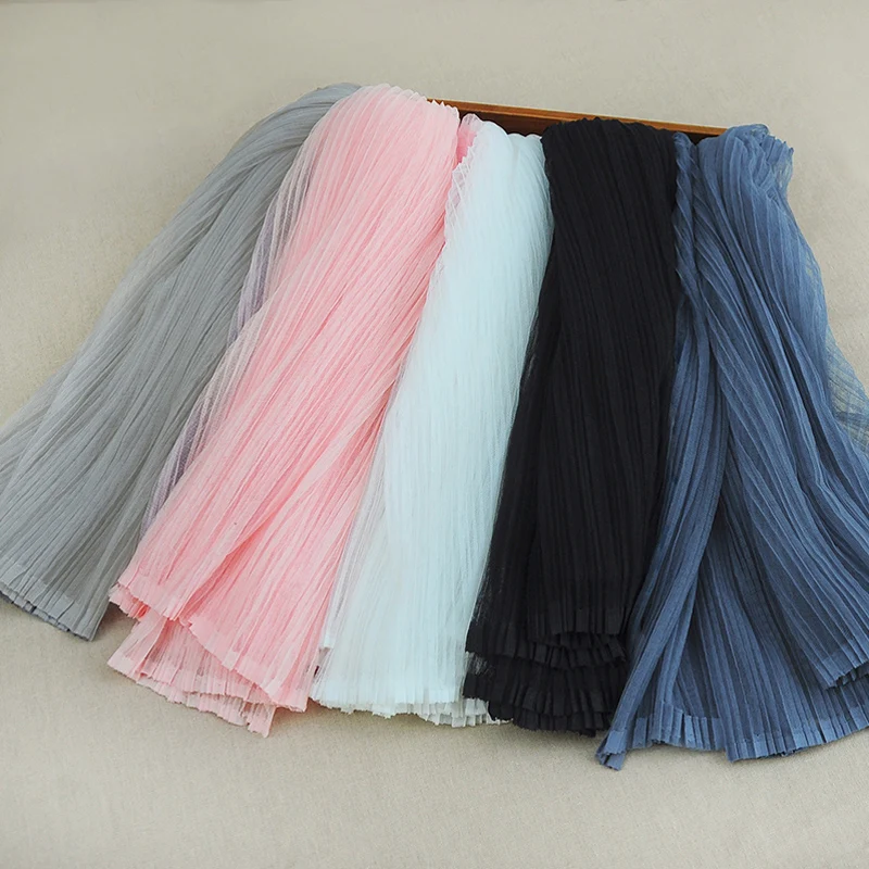 

3meters 150cm wide Pleated Mesh Lace Cloth Fabric Perspective Wedding Dress Ruffled Summer Cloth Handmade Lace Fabric