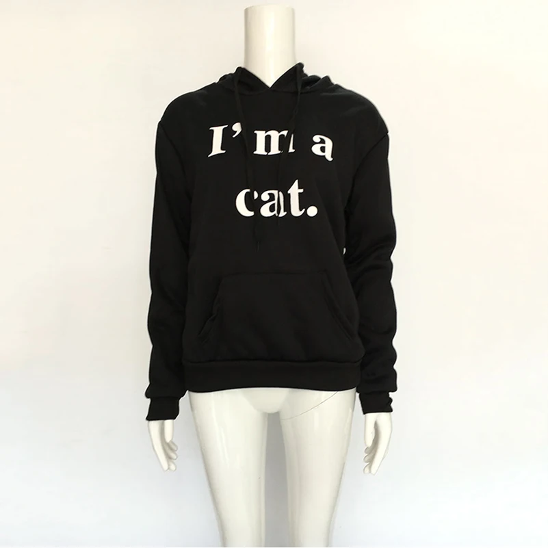 Милые повседневные женские толстовки с буквенным принтом и кошачьими ушками
