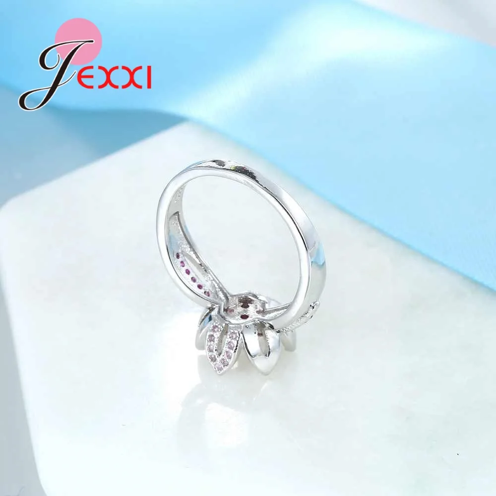 Сверкающие свадебные кольца принцессы из чистого серебра 925 пробы с цирконием AAA