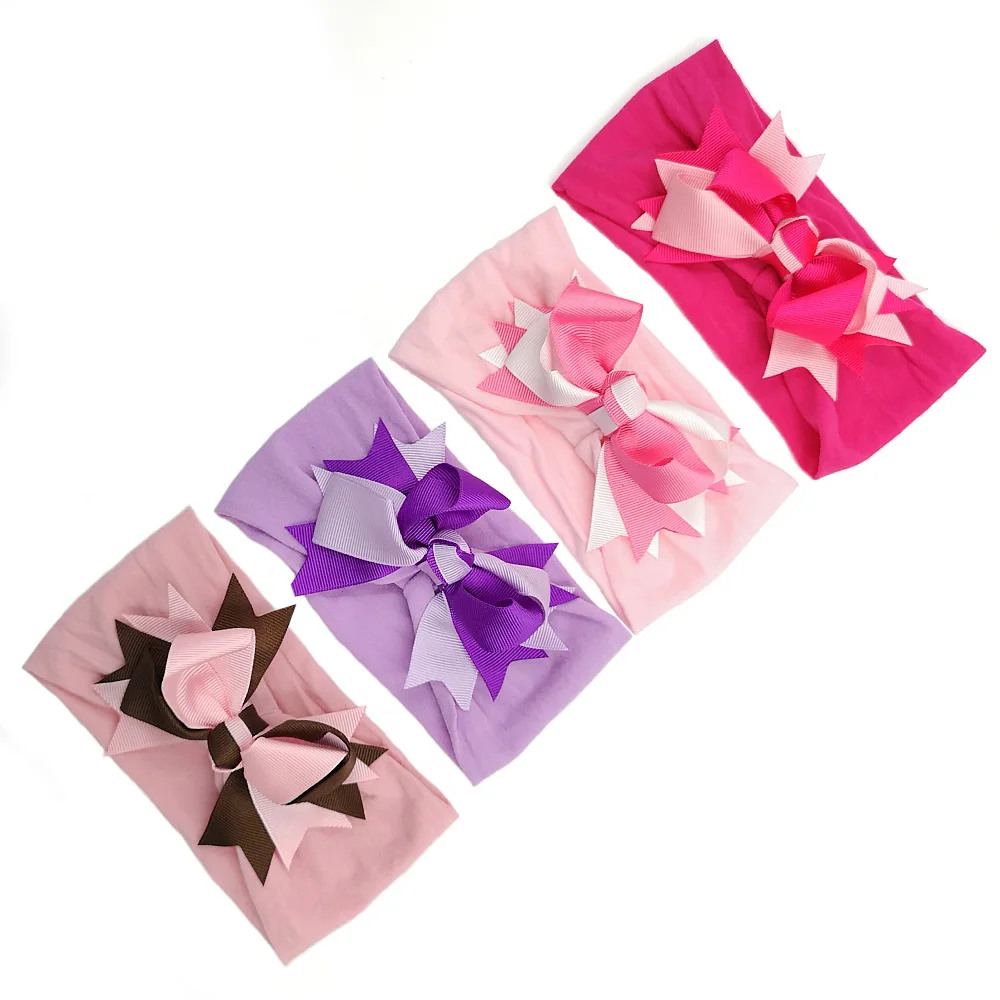 

10pcs/lot , 30cm hair band Super soft nylon hair children wide seamless double color thread bow band fashion hair accessories