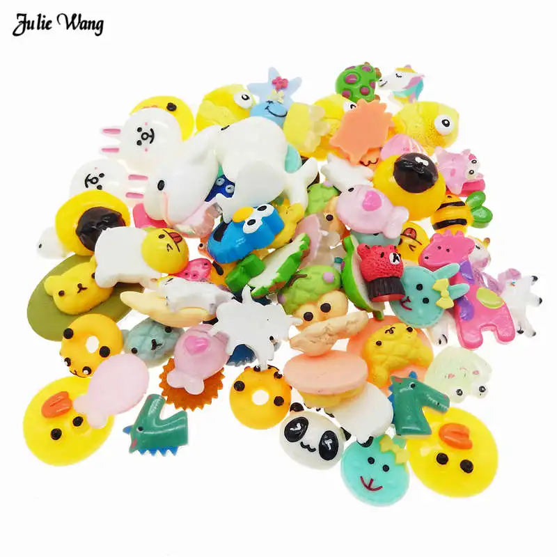 Julie Wang 20 шт смолы случайный мультфильм животных амулеты Flatback Кабошон