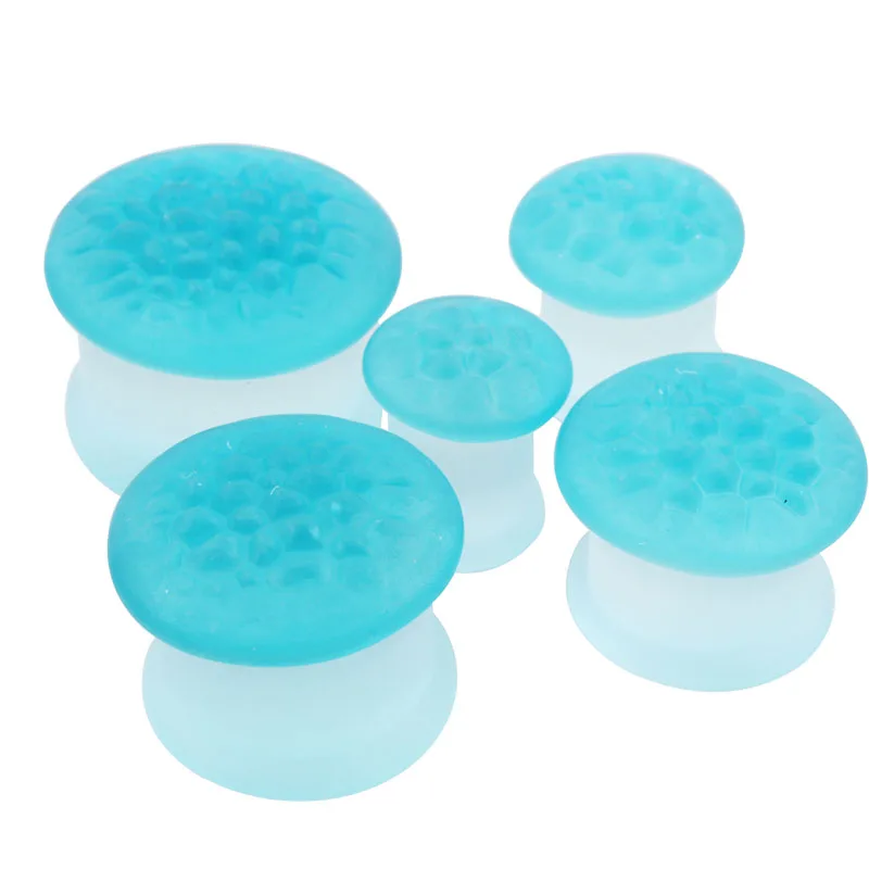 Пара стеклянных пробок для ушей пробки из синего Пузырькового стекла украшения