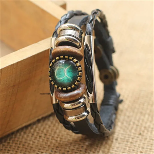 Браслет из кожи для мужчин и женщин изящные украшения в стиле панк с деревянными