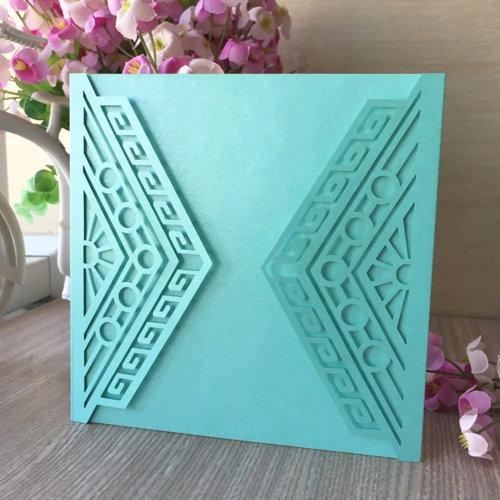 

20pcs Unique design Laser Cut Pearl Paper Event Party Supplies Decoration Romantic heart design Pocket wedding invitation card