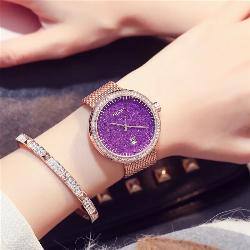 

GUOU Women Watches Luxury Brand Fashion Quartz Ladies Ultra Thin Mesh Band Bracelet Watch Casual Clock Gift montre Femme