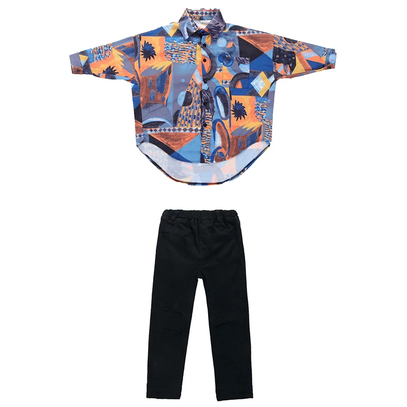 

Jazz Dance Costumes Kids Hip Hop Dance Costumes For Girls Boys Street Dance Suit Floral Shirt Pants Performance Clothes Outfits