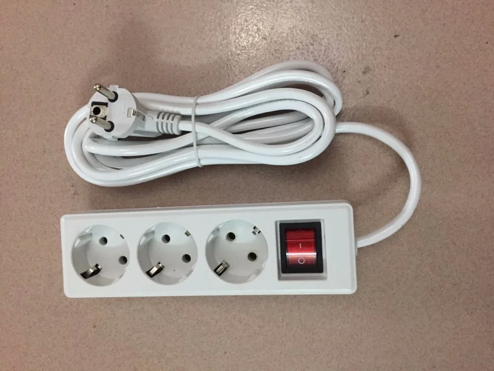5 м кабель-удлинитель 250 V 10A 3/4/5 штепсельная вилка европейского стандарта розетки переменного тока Мощность Зарядное устройство настенная розетка шнур питания полосы адаптер с выключателем