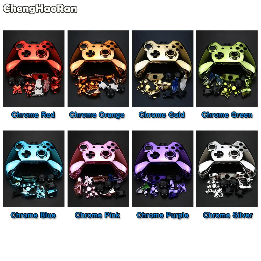 ChengHaoRan For Microsoft Xbox One Xboxone Wireless Controller Chrome Plated Full Housing Shell Case Kit with Button+Inner Frame |