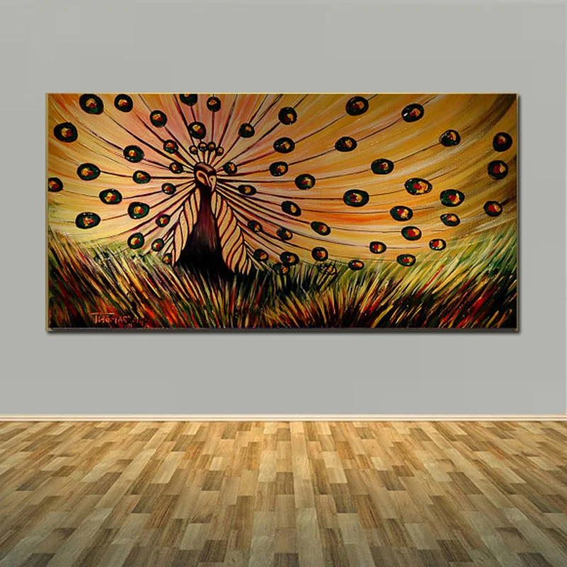 Высокие навыки художник 100% ручная роспись павлина масляная живопись на холсте