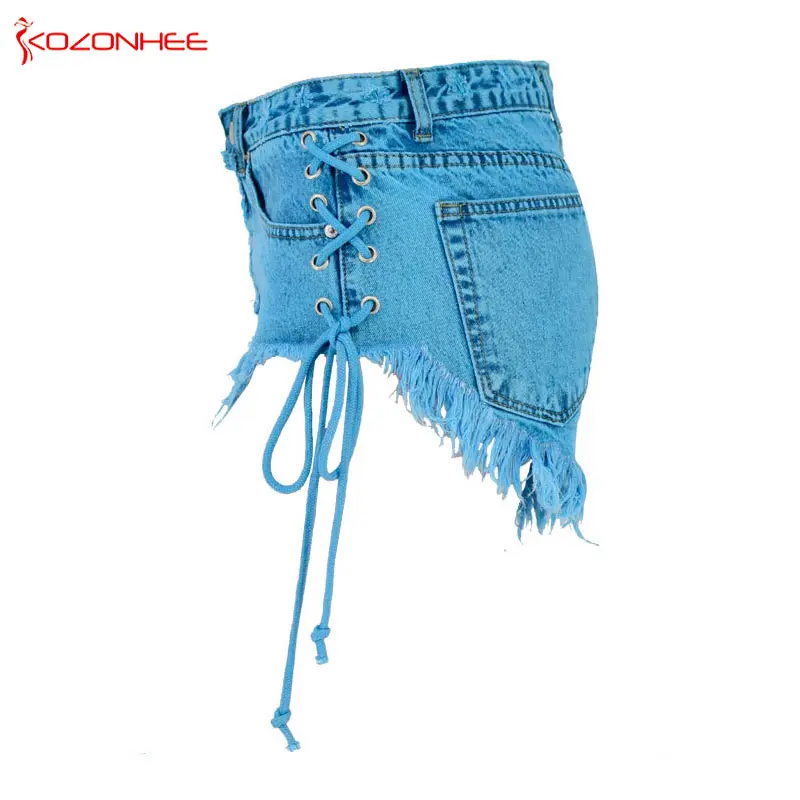 Женские джинсовые шорты Emerald летние с высокой талией и кисточками #68|Женские