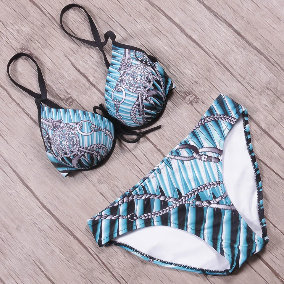 Женский купальник бикини с пуш ап TCBSG пляжный принтом новинка 2019|female beach wear|female
