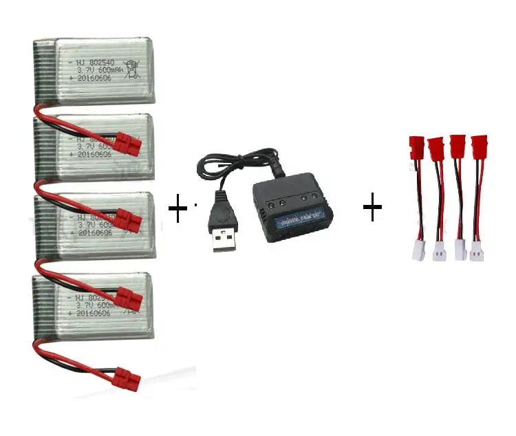 X5HC X5HW 2 4G RC Квадрокоптер Дрон 3 7 v 600 mah литий полимерный аккумулятор * 4 шт + зарядное