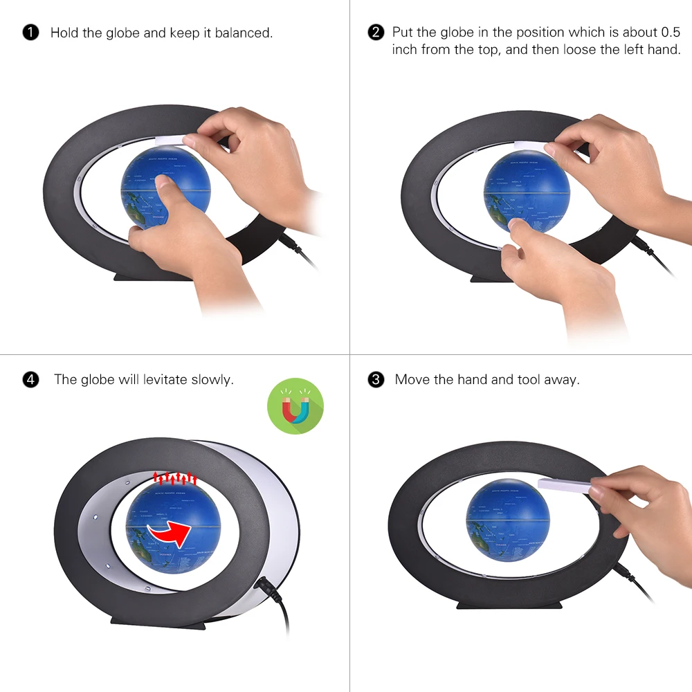 3 дюймовая магнитная левитация земной шар карта мира со светодиодным белым