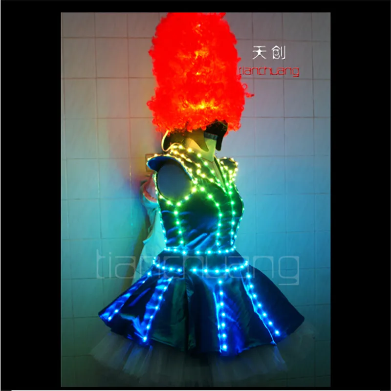 TC 64 полноцветные СВЕТОДИОДНЫЕ костюмы яркий свет RGB женская юбка dj Бар одежда для