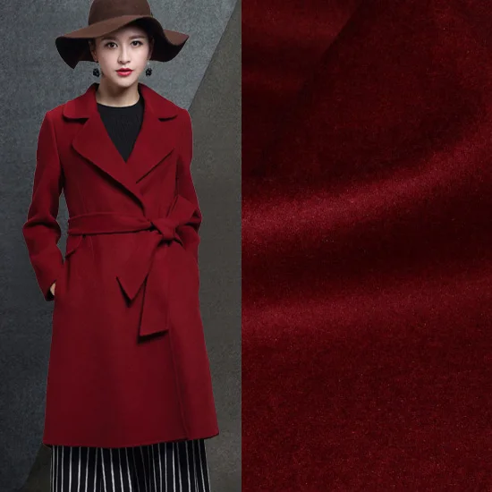 Темно красная кашемировая ткань для осени и зимы специальное толстое пальто